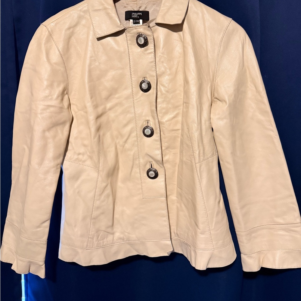 Philippe Adec Light Tan Leather Jacket